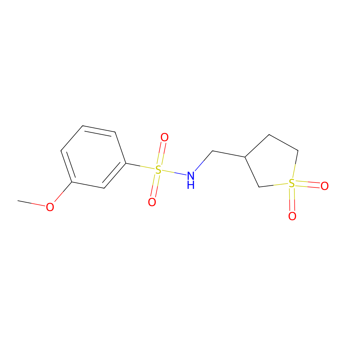 N-((1,1-dioxidotetrahydrothiophen-3-yl)methyl)-3-methoxybenzenesulfonamide molecular structure, CAS 1234924-40-3