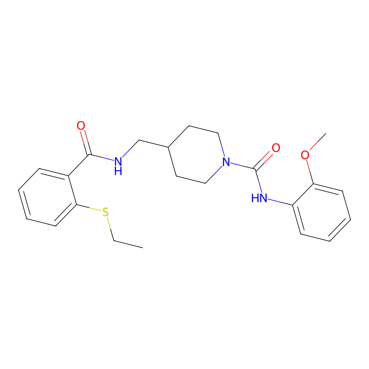 4-((2-(ethylthio)benzamido)methyl)-N-(2-methoxyphenyl)piperidine-1-carboxamide molecular structure, CAS 1234924-75-4