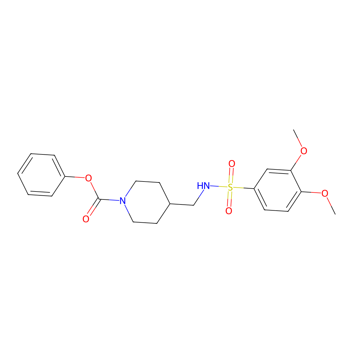 Phenyl 4-[(3,4-dimethoxybenzenesulfonamido)methyl]piperidine-1-carboxylate molecular structure, CAS 1234925-07-5