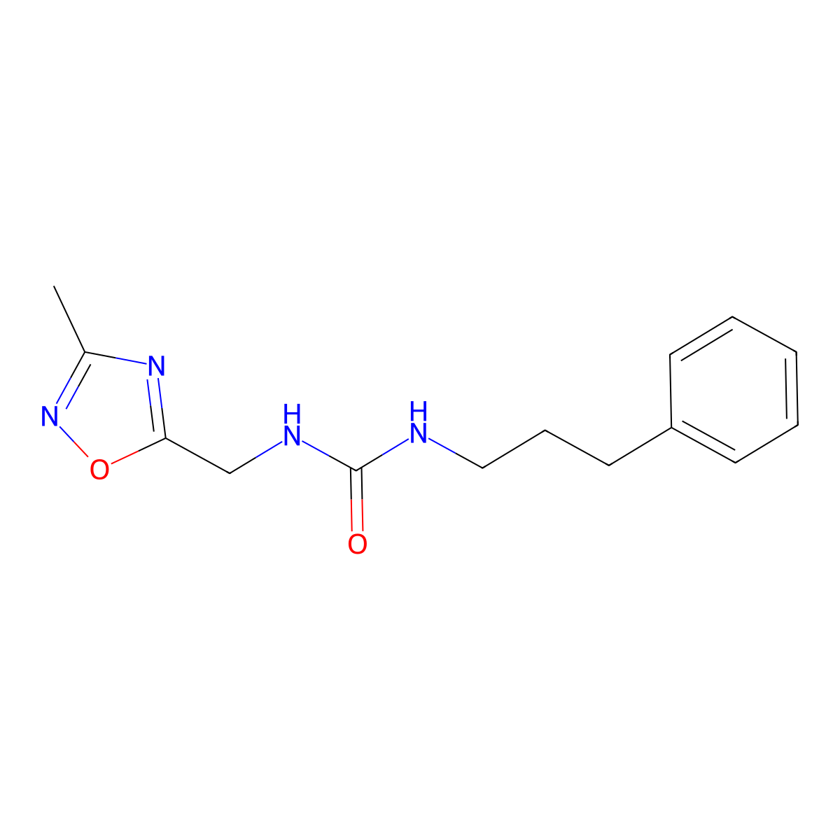 1-((3-Methyl-1,2,4-oxadiazol-5-yl)methyl)-3-(3-phenylpropyl)urea molecular structure, CAS 1234925-37-1
