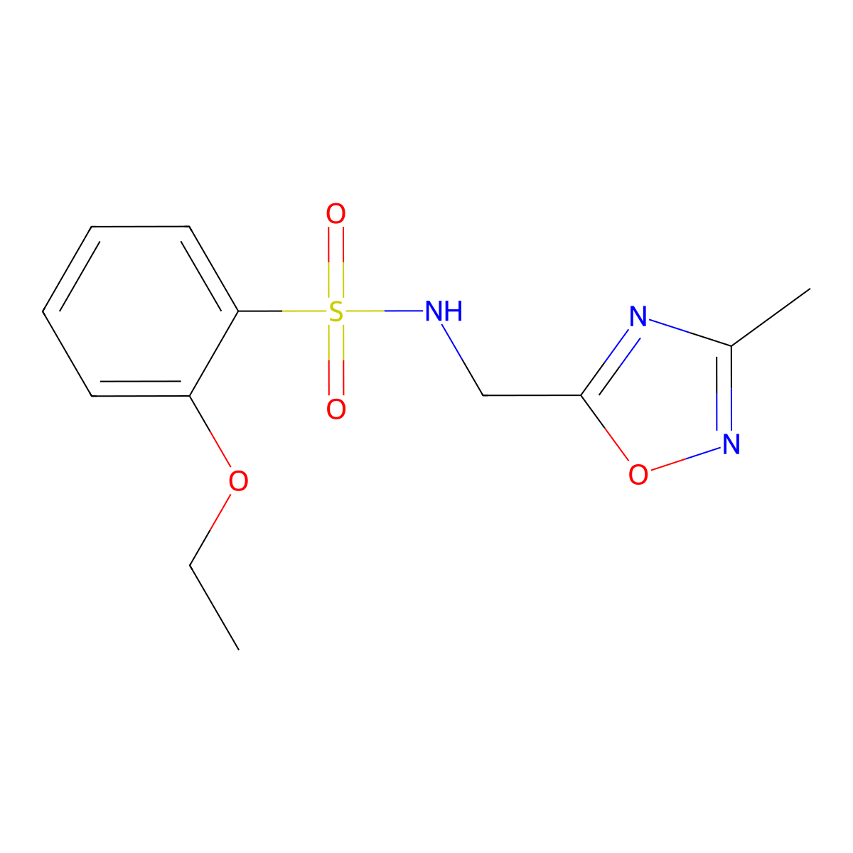 2-ethoxy-N-((3-methyl-1,2,4-oxadiazol-5-yl)methyl)benzenesulfonamide molecular structure, CAS 1234927-10-6
