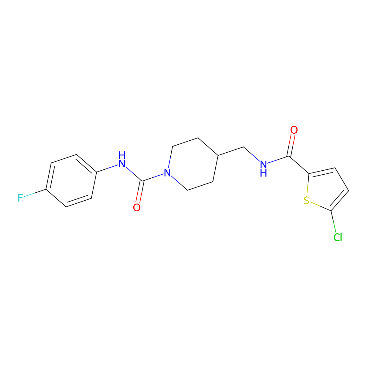 4-((5-chlorothiophene-2-carboxamido)methyl)-N-(4-fluorophenyl)piperidine-1-carboxamide molecular structure, CAS 1234927-17-3
