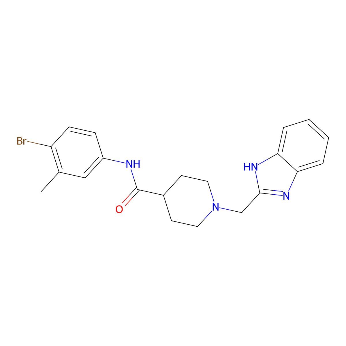 1-((1H-benzo[d]imidazol-2-yl)methyl)-N-(4-bromo-3-methylphenyl)piperidine-4-carboxamide molecular structure, CAS 1234927-59-3