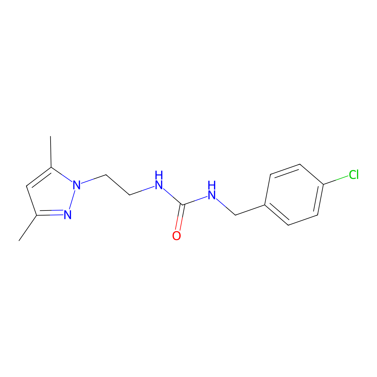 1-(4-chlorobenzyl)-3-(2-(3,5-dimethyl-1H-pyrazol-1-yl)ethyl)urea molecular structure, CAS 1234927-70-8