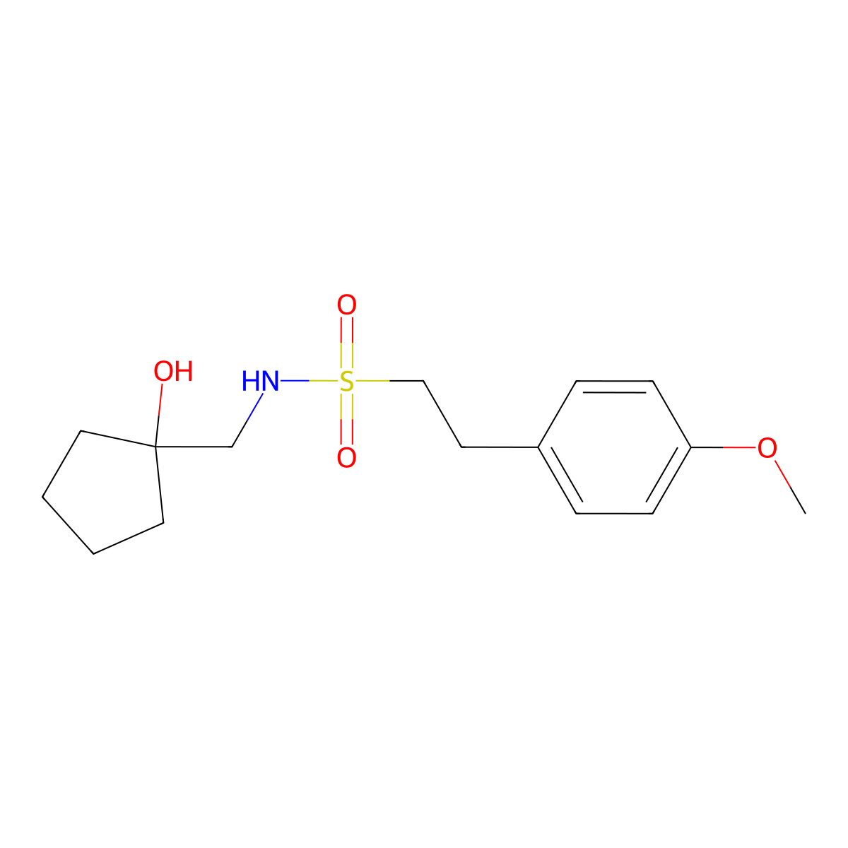 N-((1-hydroxycyclopentyl)methyl)-2-(4-methoxyphenyl)ethanesulfonamide molecular structure, CAS 1234927-94-6
