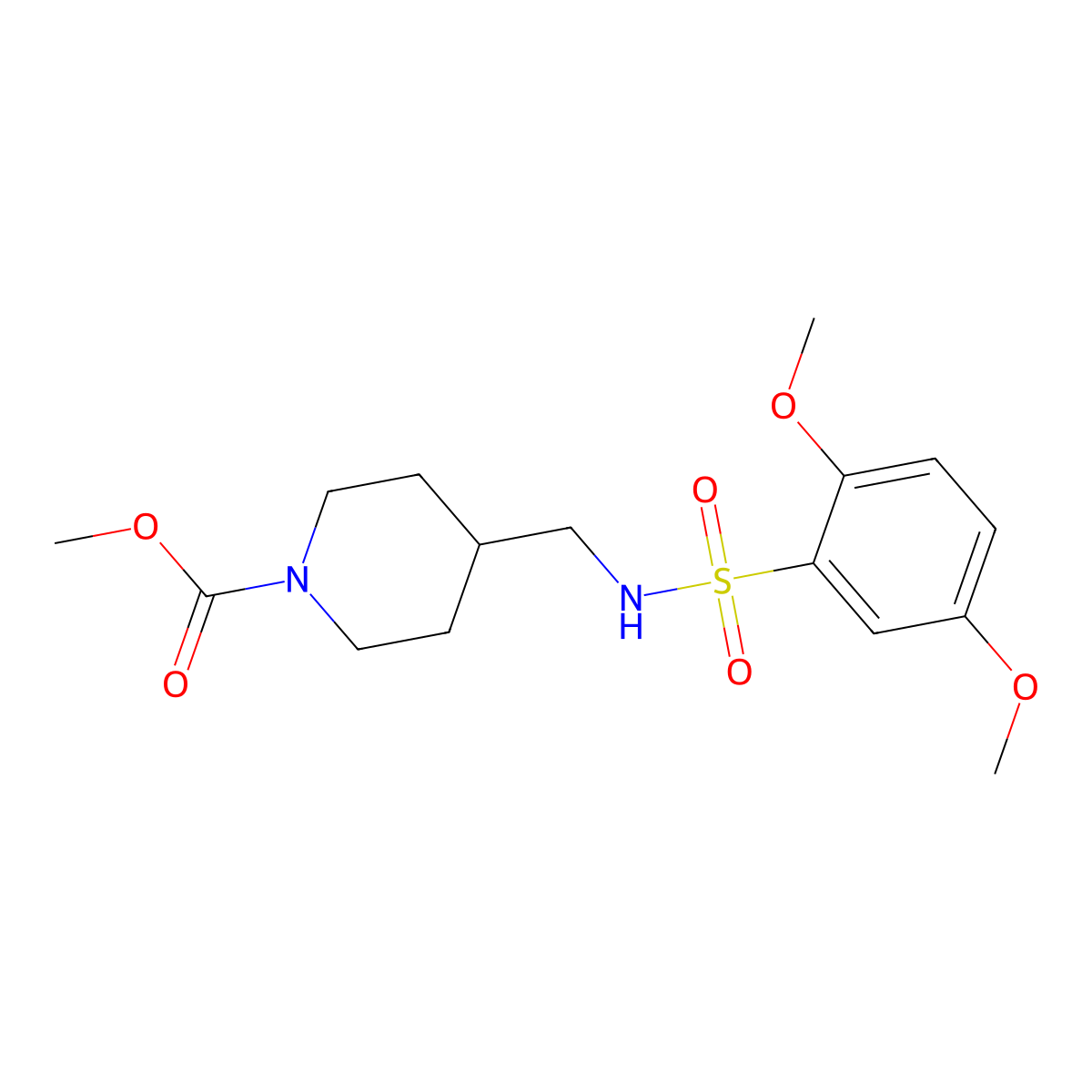 Methyl 4-[(2,5-dimethoxybenzenesulfonamido)methyl]piperidine-1-carboxylate molecular structure, CAS 1234927-96-8