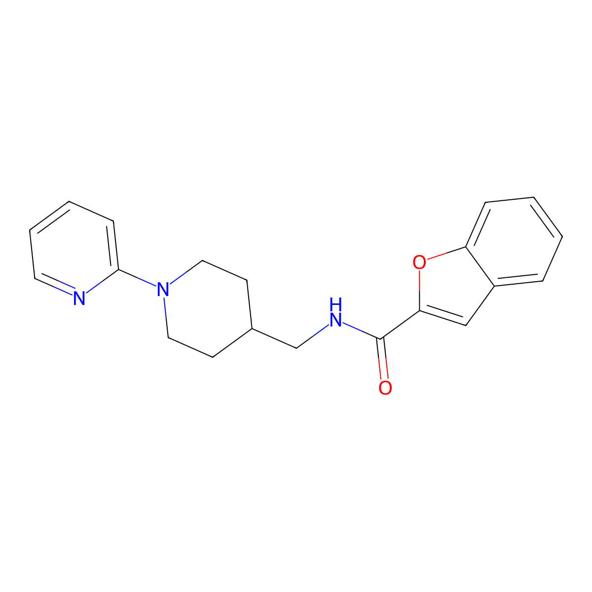 N-((1-(pyridin-2-yl)piperidin-4-yl)methyl)benzofuran-2-carboxamide molecular structure, CAS 1234928-10-9