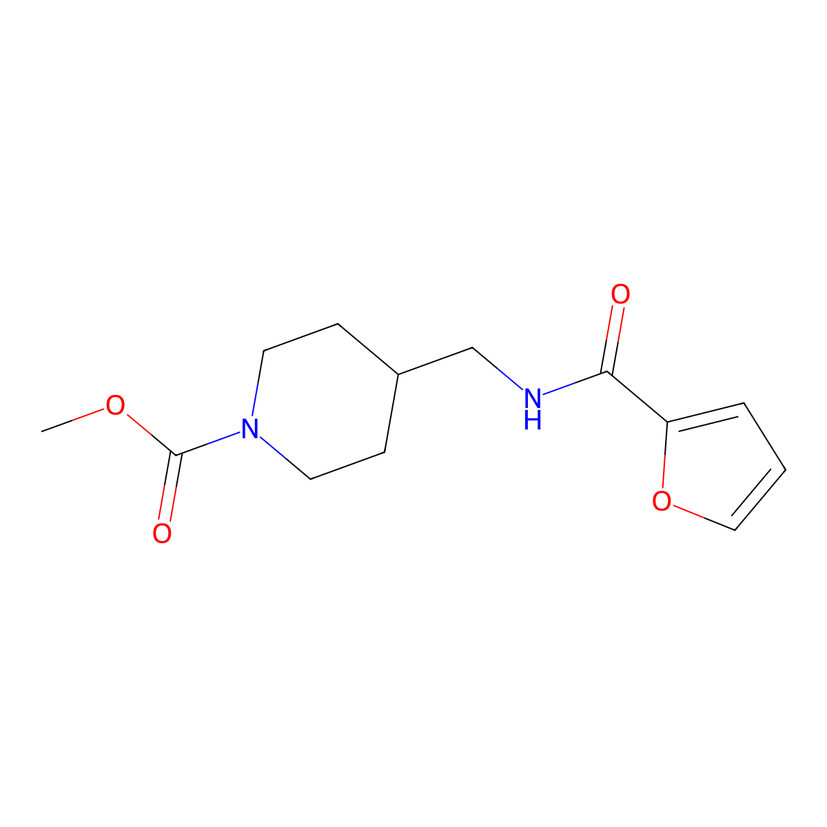 Methyl 4-((furan-2-carboxamido)methyl)piperidine-1-carboxylate molecular structure, CAS 1234928-58-5