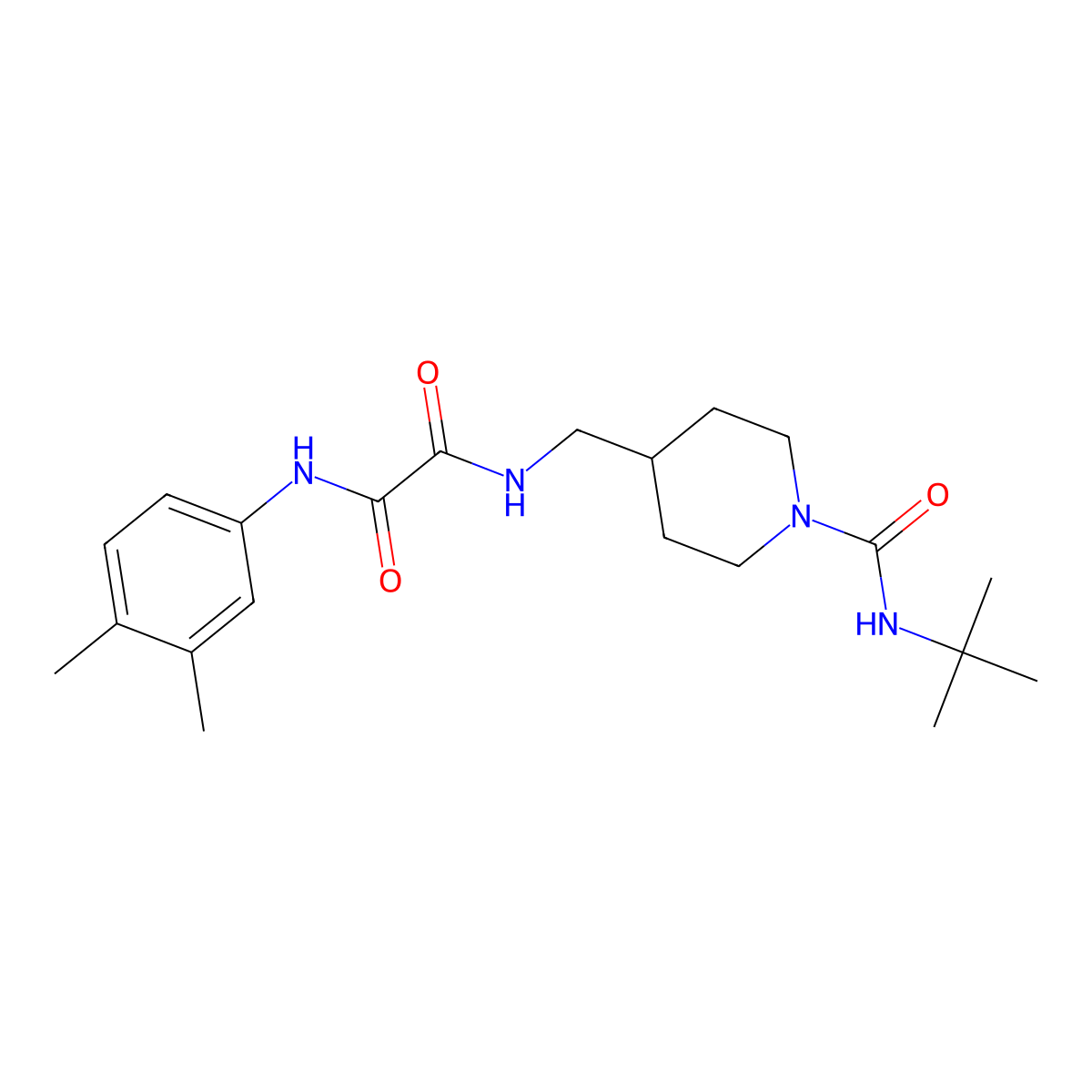 N1-((1-(tert-butylcarbamoyl)piperidin-4-yl)methyl)-N2-(3,4-dimethylphenyl)oxalamide molecular structure, CAS 1234929-41-9
