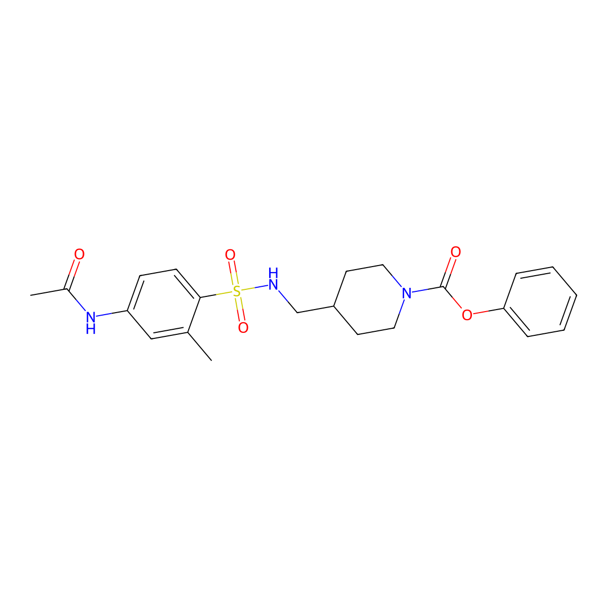 Phenyl 4-((4-acetamido-2-methylphenylsulfonamido)methyl)piperidine-1-carboxylate molecular structure, CAS 1234931-00-0