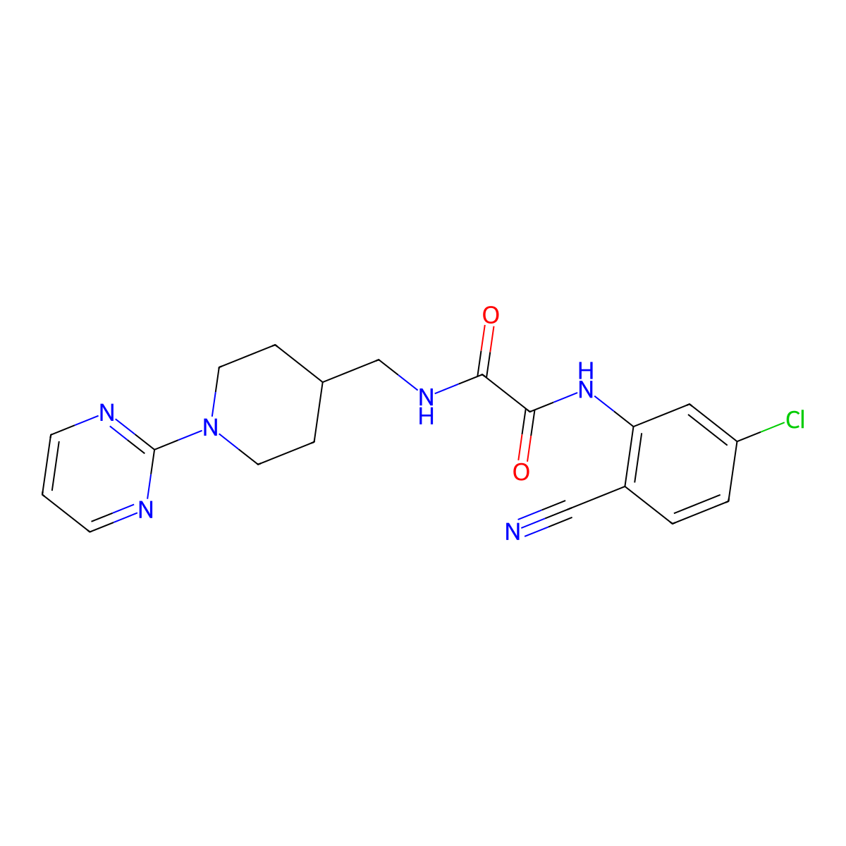 N'-(5-chloro-2-cyanophenyl)-N-{[1-(pyrimidin-2-yl)piperidin-4-yl]methyl}ethanediamide molecular structure, CAS 1234931-54-4