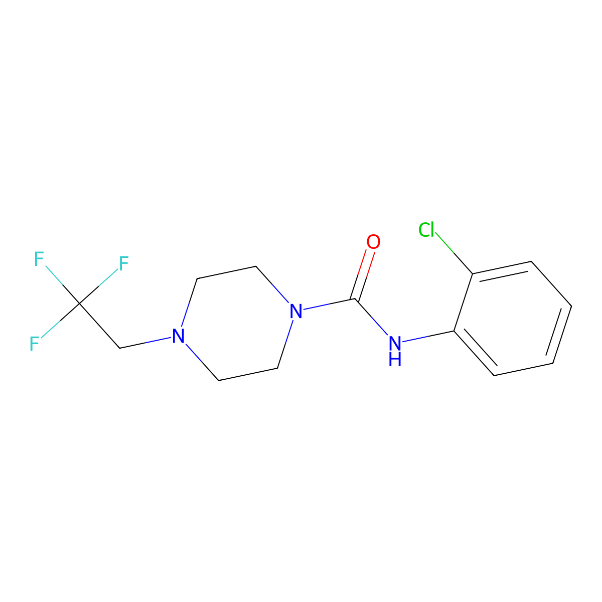 N-(2-chlorophenyl)-4-(2,2,2-trifluoroethyl)piperazine-1-carboxamide molecular structure, CAS 1234931-55-5