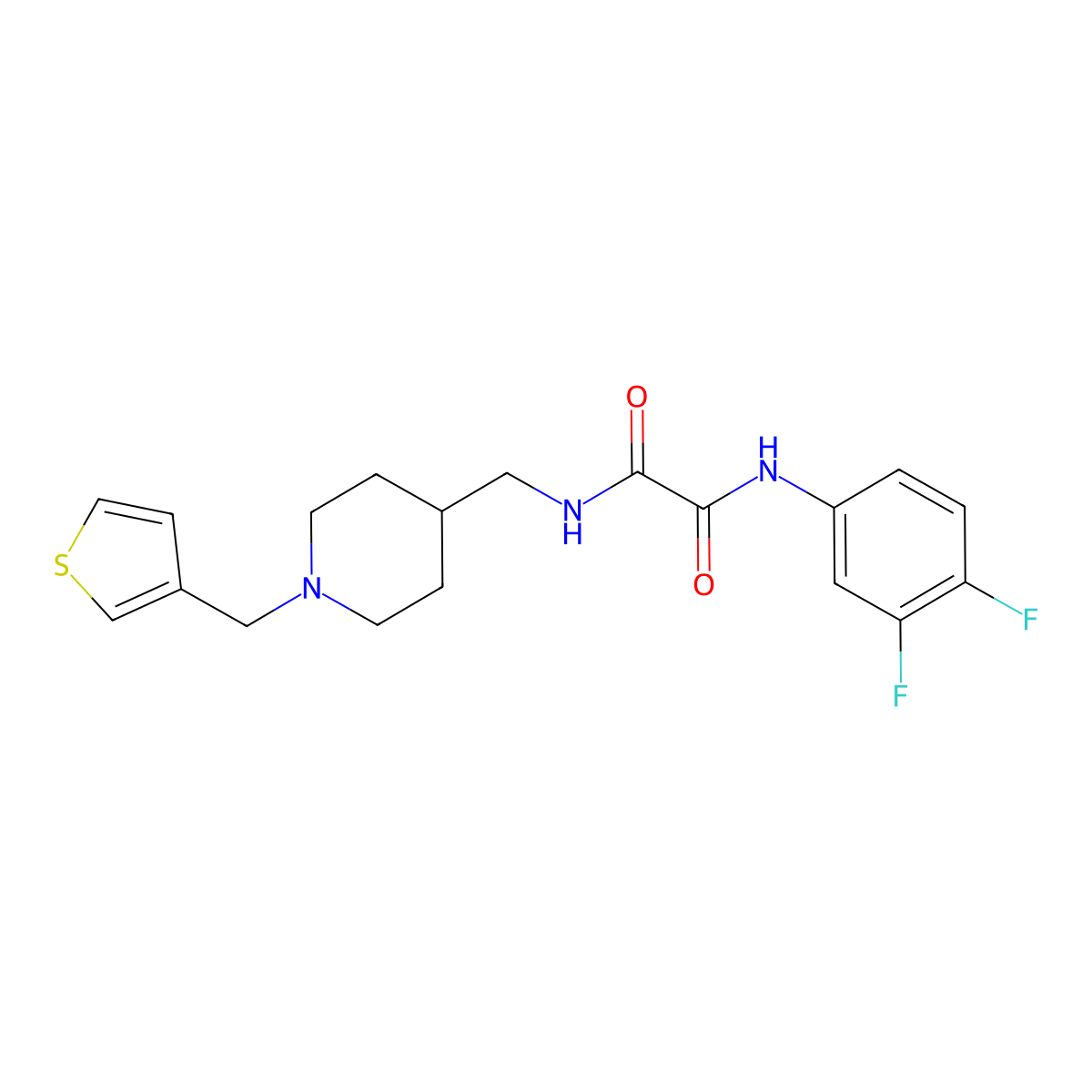 N1-(3,4-difluorophenyl)-N2-((1-(thiophen-3-ylmethyl)piperidin-4-yl)methyl)oxalamide molecular structure, CAS 1234932-17-2