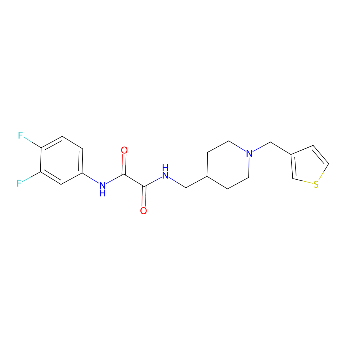 N1-(3,4-difluorophenyl)-N2-((1-(thiophen-3-ylmethyl)piperidin-4-yl)methyl)oxalamide molecular structure, CAS 1234932-17-2