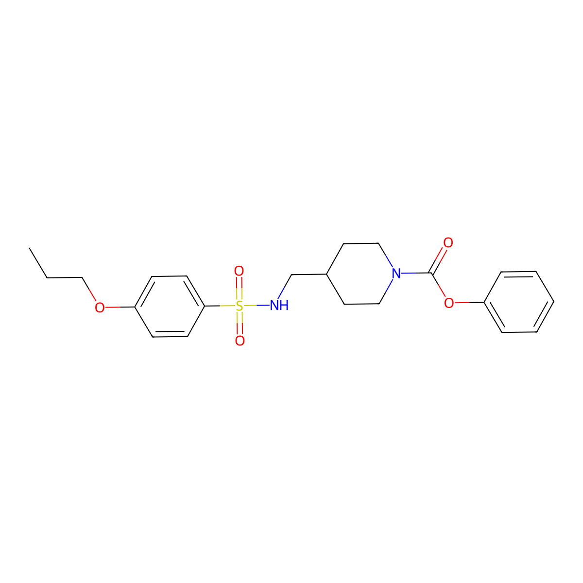 Phenyl 4-[(4-propoxybenzenesulfonamido)methyl]piperidine-1-carboxylate molecular structure, CAS 1234932-32-1
