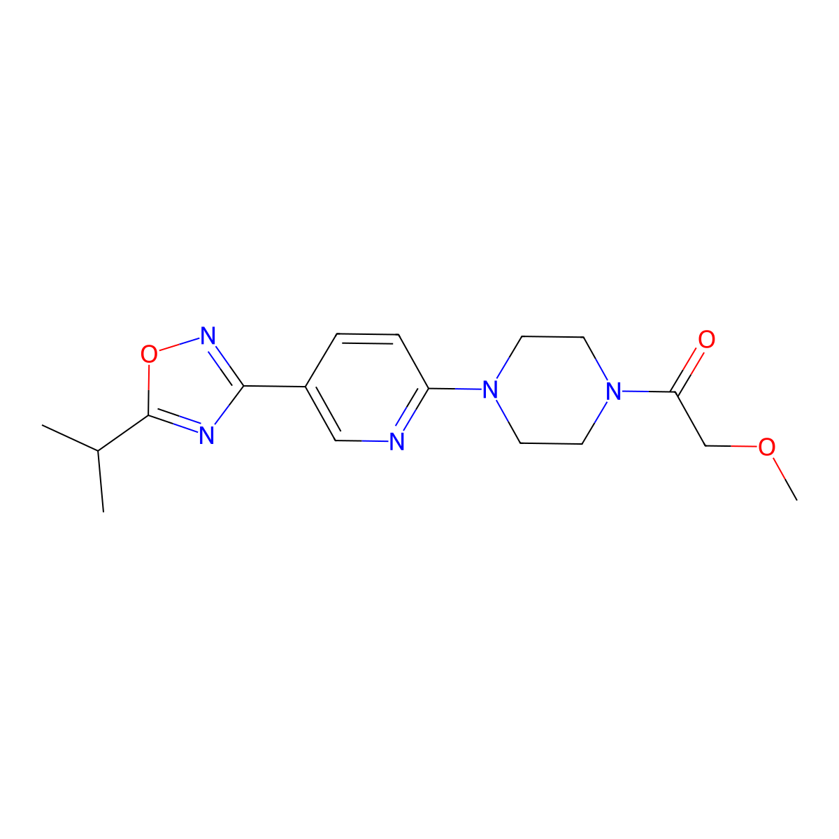 1-(4-(5-(5-Isopropyl-1,2,4-oxadiazol-3-yl)pyridin-2-yl)piperazin-1-yl)-2-methoxyethanone molecular structure, CAS 1234932-91-2