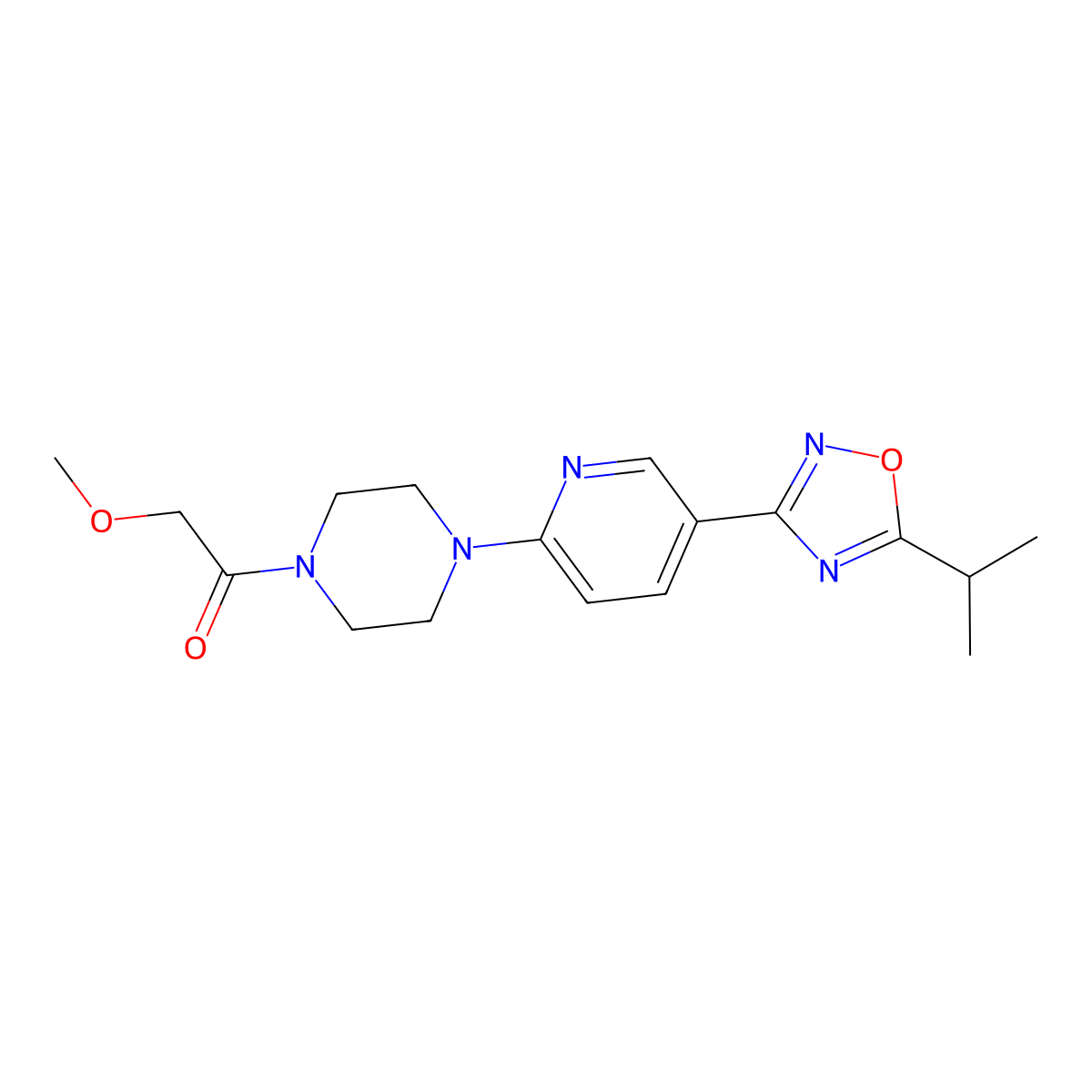 1-(4-(5-(5-Isopropyl-1,2,4-oxadiazol-3-yl)pyridin-2-yl)piperazin-1-yl)-2-methoxyethanone molecular structure, CAS 1234932-91-2