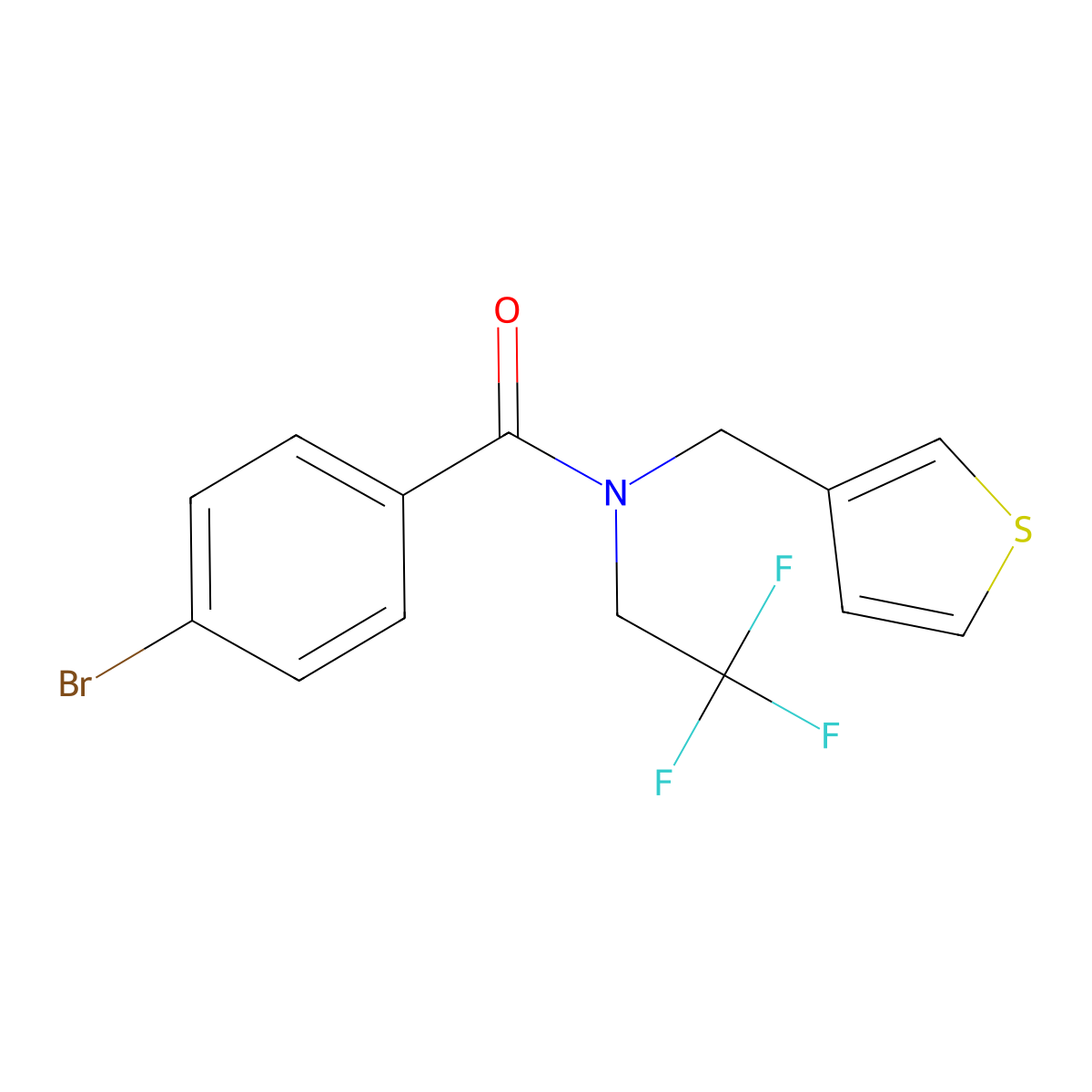 4-bromo-N-(thiophen-3-ylmethyl)-N-(2,2,2-trifluoroethyl)benzamide molecular structure, CAS 1234933-10-8