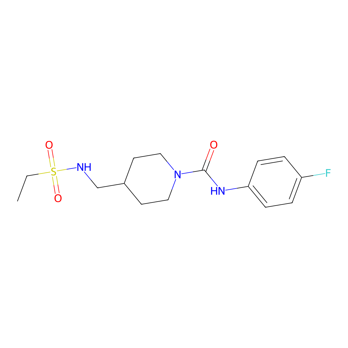 4-(ethanesulfonamidomethyl)-N-(4-fluorophenyl)piperidine-1-carboxamide molecular structure, CAS 1234934-66-7