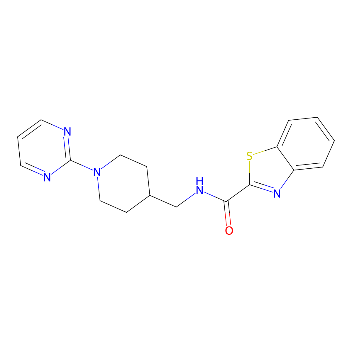 N-((1-(pyrimidin-2-yl)piperidin-4-yl)methyl)benzo[d]thiazole-2-carboxamide molecular structure, CAS 1234934-79-2