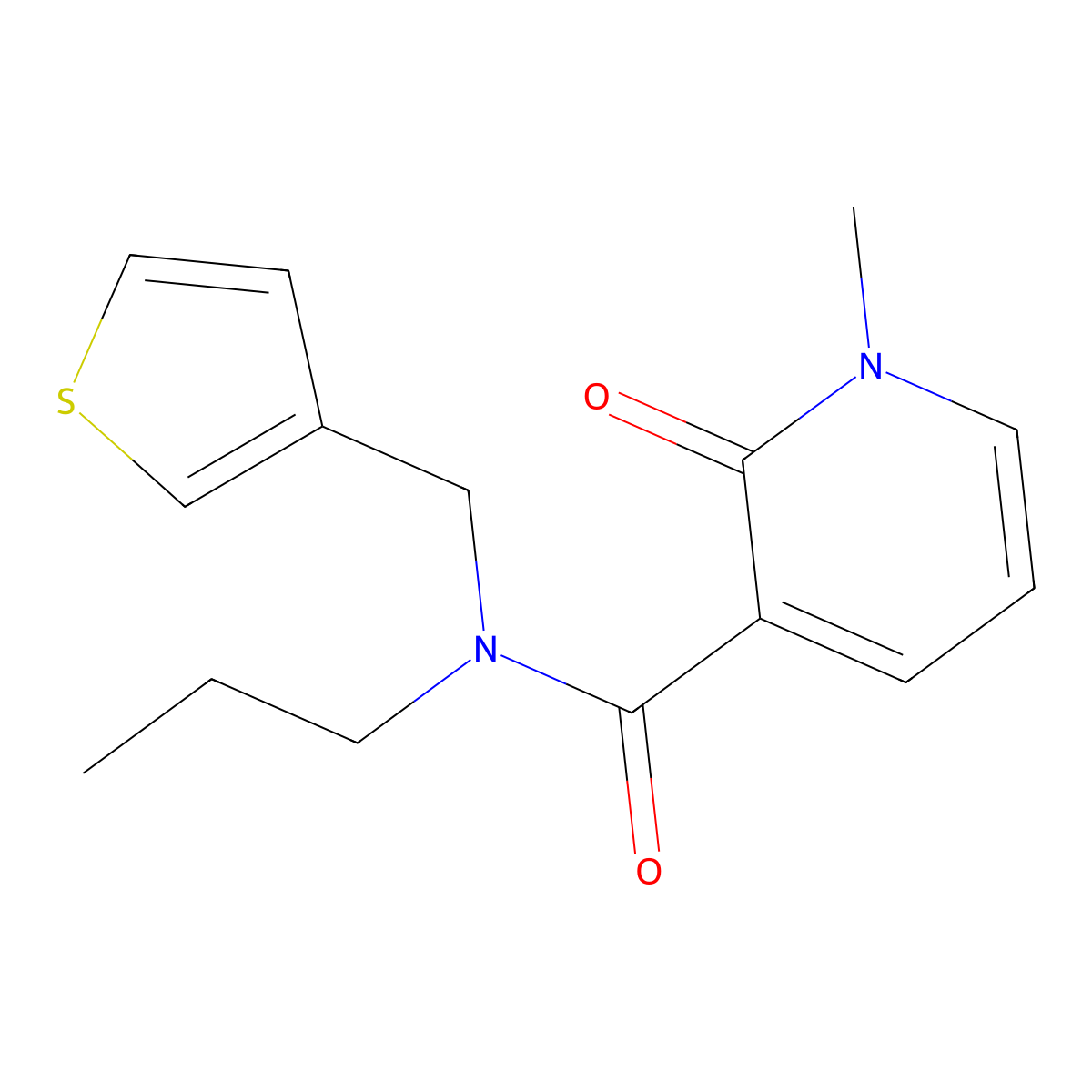 1-methyl-2-oxo-N-propyl-N-(thiophen-3-ylmethyl)-1,2-dihydropyridine-3-carboxamide molecular structure, CAS 1234934-85-0