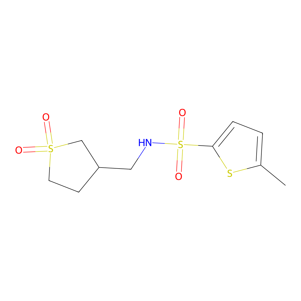 N-((1,1-dioxidotetrahydrothiophen-3-yl)methyl)-5-methylthiophene-2-sulfonamide molecular structure, CAS 1234936-20-9