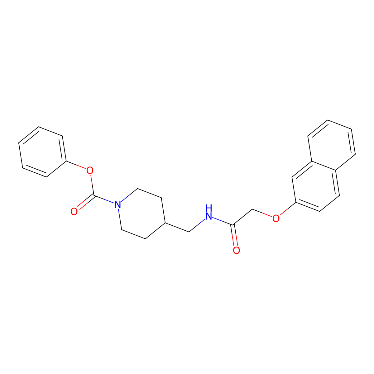 Phenyl 4-((2-(naphthalen-2-yloxy)acetamido)methyl)piperidine-1-carboxylate molecular structure, CAS 1234936-28-7