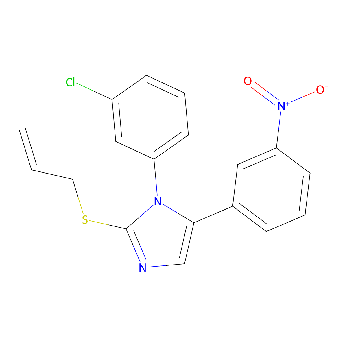 2-(allylthio)-1-(3-chlorophenyl)-5-(3-nitrophenyl)-1H-imidazole molecular structure, CAS 1234936-54-9