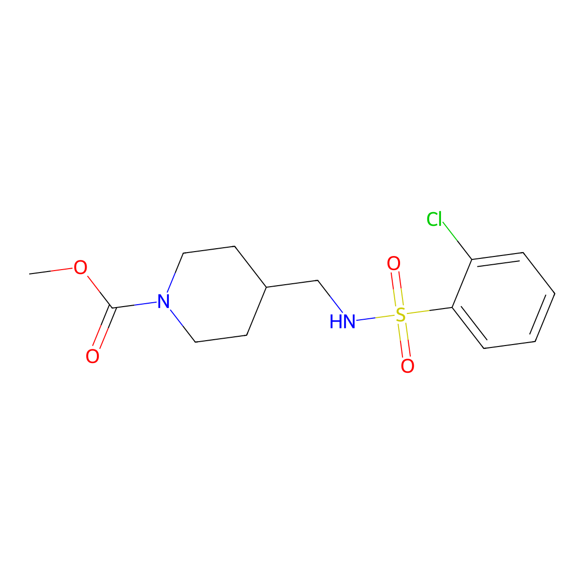 Methyl 4-[(2-chlorobenzenesulfonamido)methyl]piperidine-1-carboxylate molecular structure, CAS 1234937-68-8