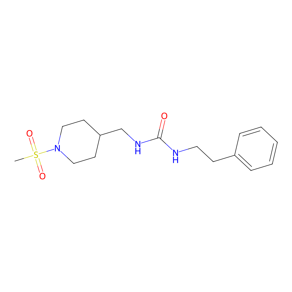 1-((1-(Methylsulfonyl)piperidin-4-yl)methyl)-3-phenethylurea molecular structure, CAS 1234937-69-9