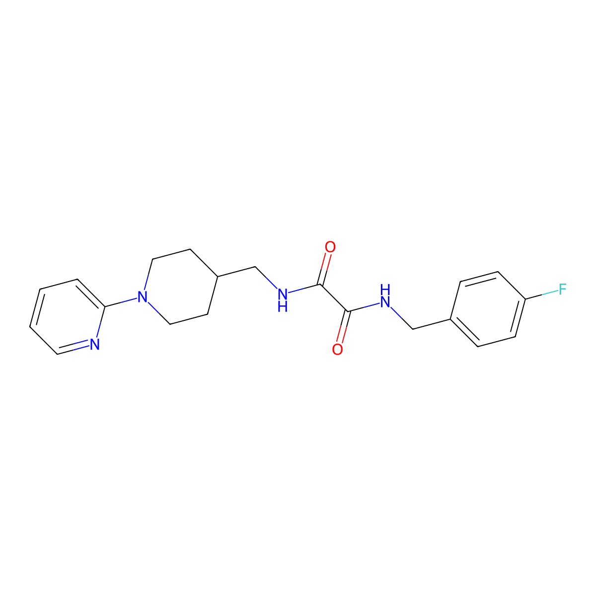 N1-(4-fluorobenzyl)-N2-((1-(pyridin-2-yl)piperidin-4-yl)methyl)oxalamide molecular structure, CAS 1234939-21-9