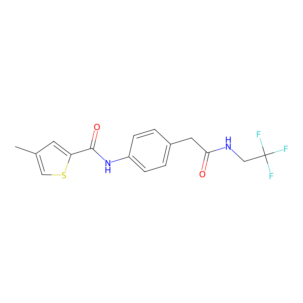 4-methyl-N-(4-{[(2,2,2-trifluoroethyl)carbamoyl]methyl}phenyl)thiophene-2-carboxamide molecular structure, CAS 1234939-83-3