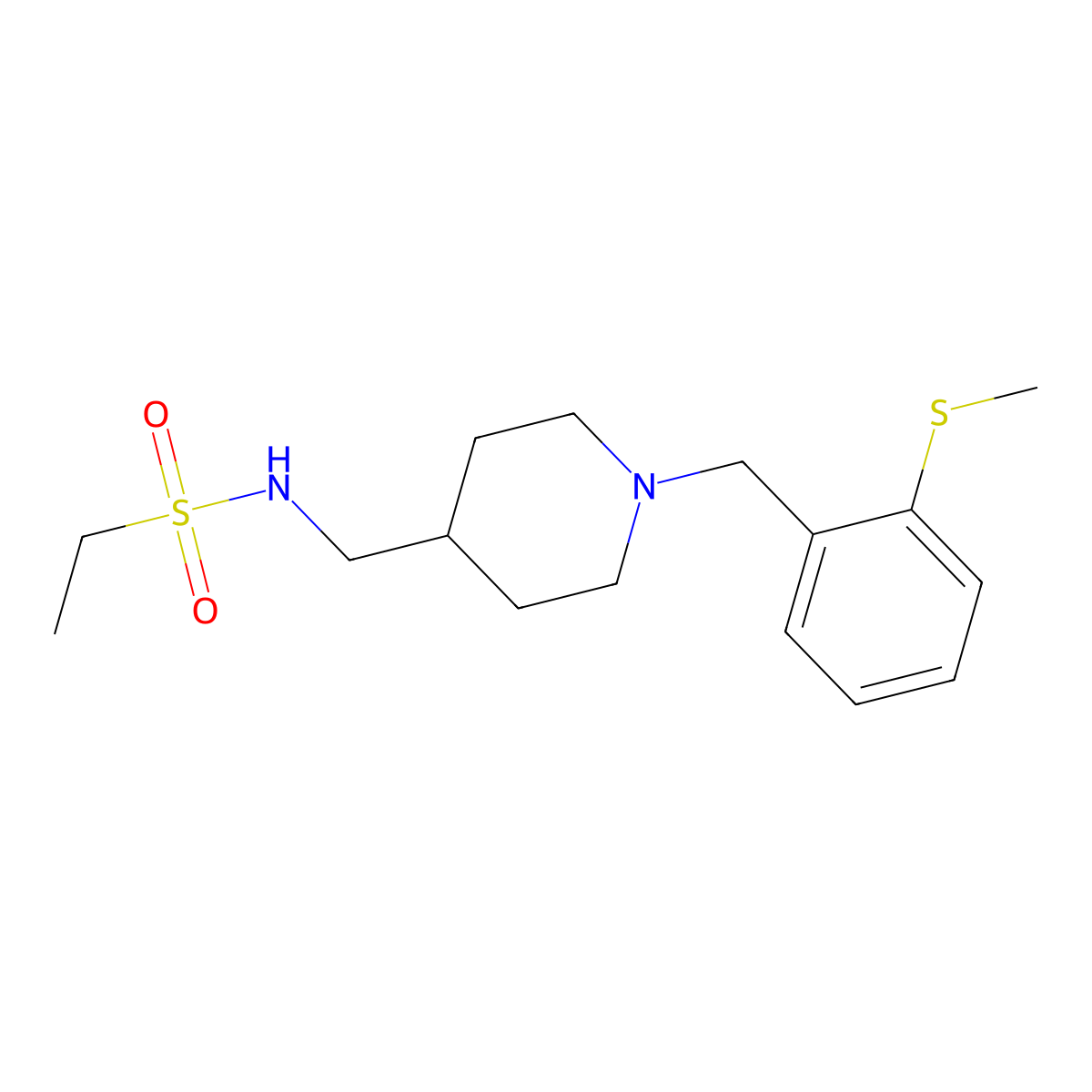 N-((1-(2-(methylthio)benzyl)piperidin-4-yl)methyl)ethanesulfonamide molecular structure, CAS 1234939-94-6