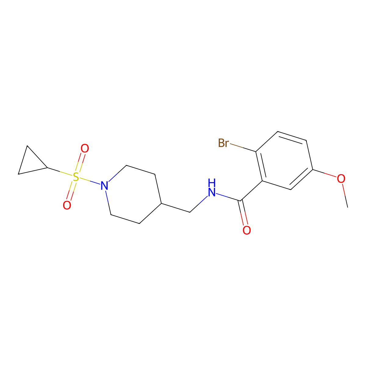 2-bromo-N-((1-(cyclopropylsulfonyl)piperidin-4-yl)methyl)-5-methoxybenzamide molecular structure, CAS 1234940-94-3