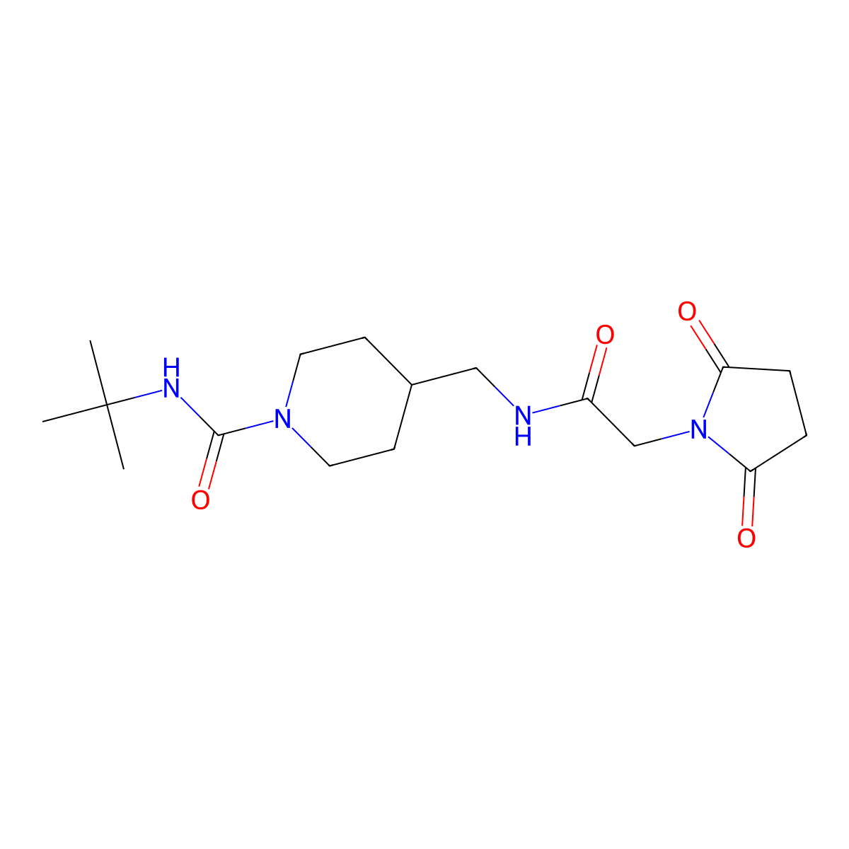 N-(tert-butyl)-4-((2-(2,5-dioxopyrrolidin-1-yl)acetamido)methyl)piperidine-1-carboxamide molecular structure, CAS 1234941-12-8