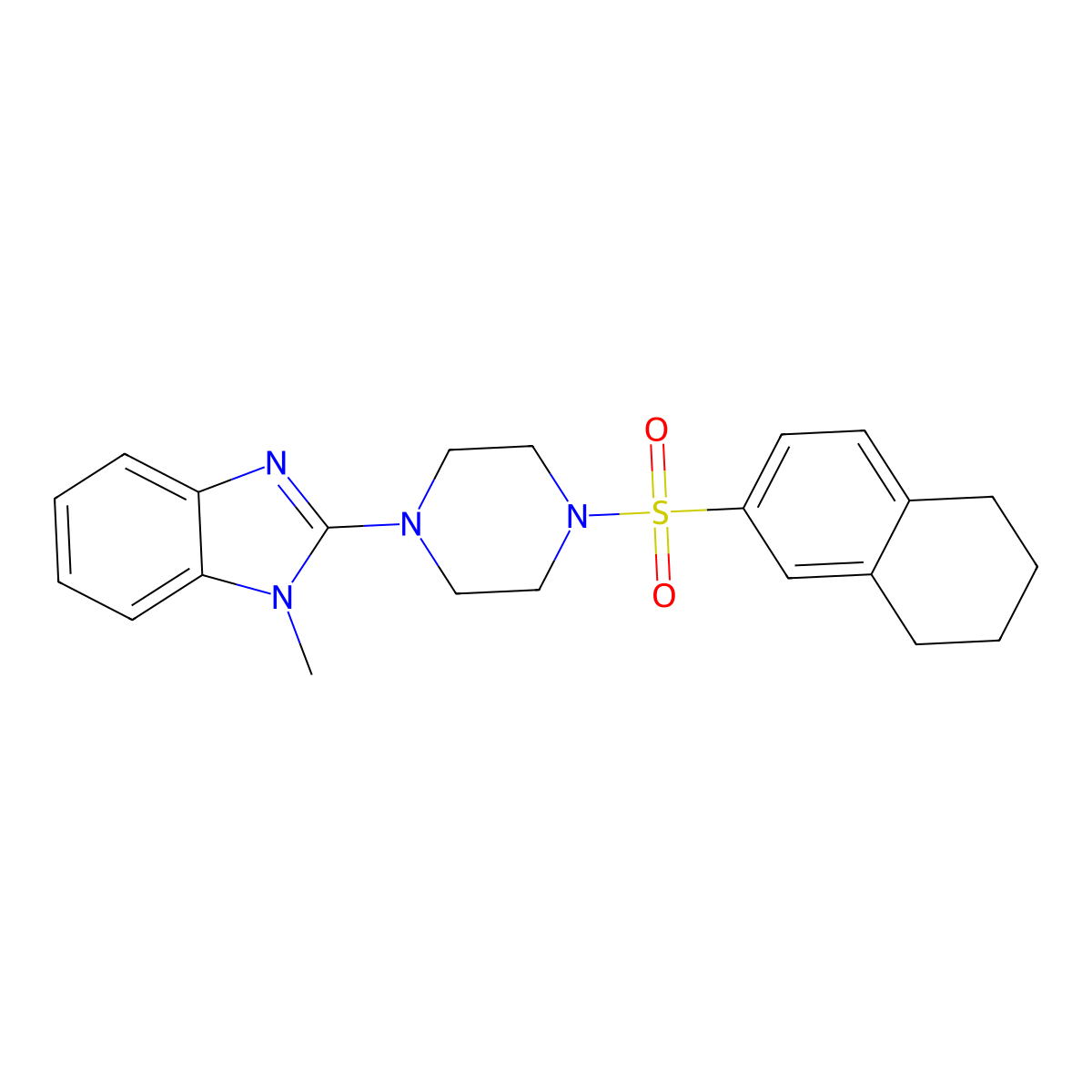 1-methyl-2-(4-((5,6,7,8-tetrahydronaphthalen-2-yl)sulfonyl)piperazin-1-yl)-1H-benzo[d]imidazole molecular structure, CAS 1234941-44-6