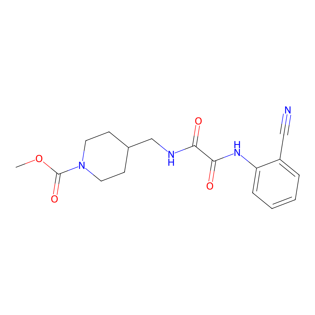 Methyl 4-((2-((2-cyanophenyl)amino)-2-oxoacetamido)methyl)piperidine-1-carboxylate molecular structure, CAS 1234941-50-4