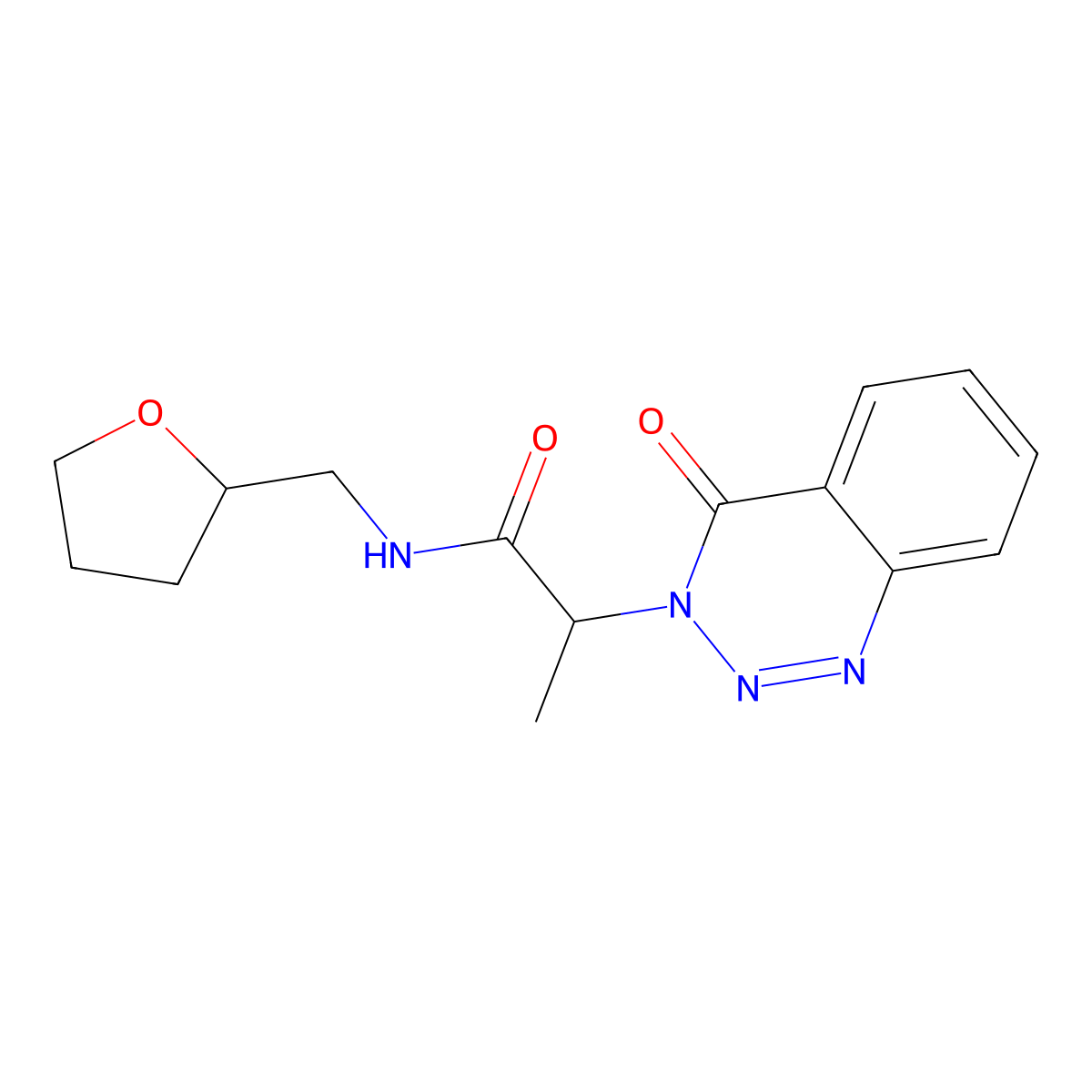 2-(4-oxo-3,4-dihydro-1,2,3-benzotriazin-3-yl)-N-[(oxolan-2-yl)methyl]propanamide molecular structure, CAS 1234943-56-6