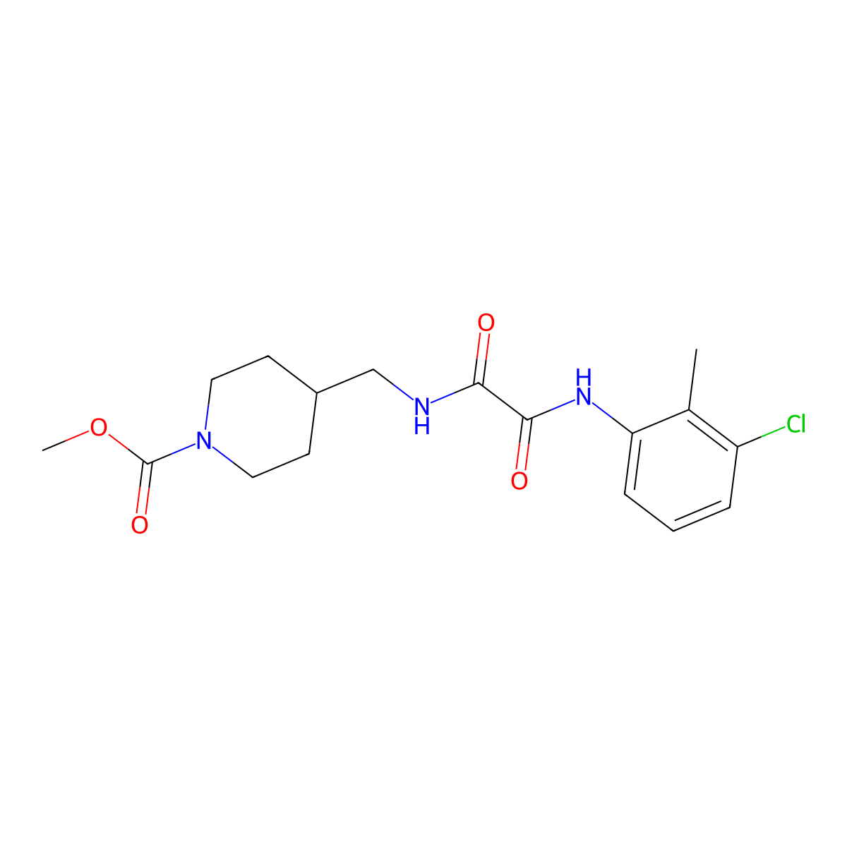 Methyl 4-((2-((3-chloro-2-methylphenyl)amino)-2-oxoacetamido)methyl)piperidine-1-carboxylate molecular structure, CAS 1234943-93-1