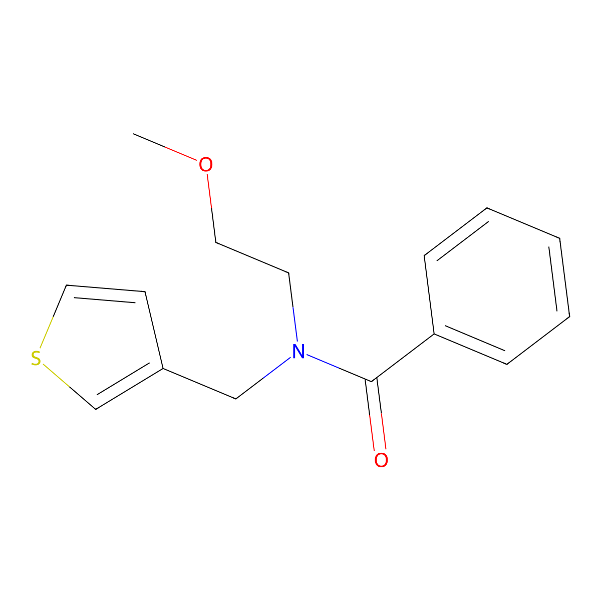 N-(2-methoxyethyl)-N-(thiophen-3-ylmethyl)benzamide molecular structure, CAS 1234945-10-8