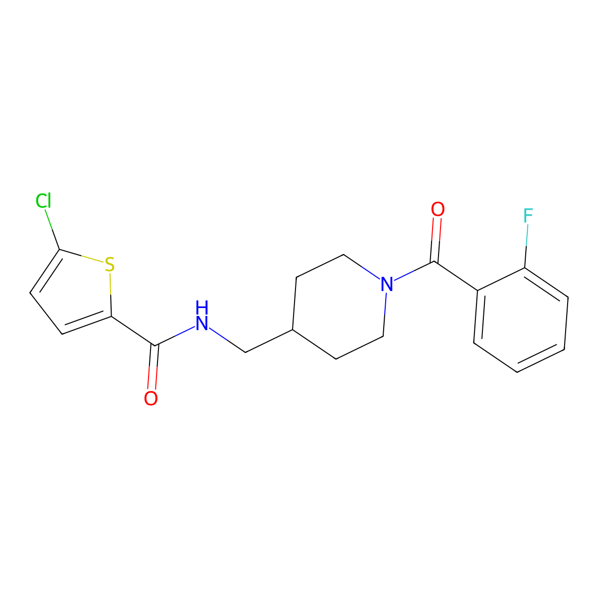 5-chloro-N-((1-(2-fluorobenzoyl)piperidin-4-yl)methyl)thiophene-2-carboxamide molecular structure, CAS 1234945-71-1