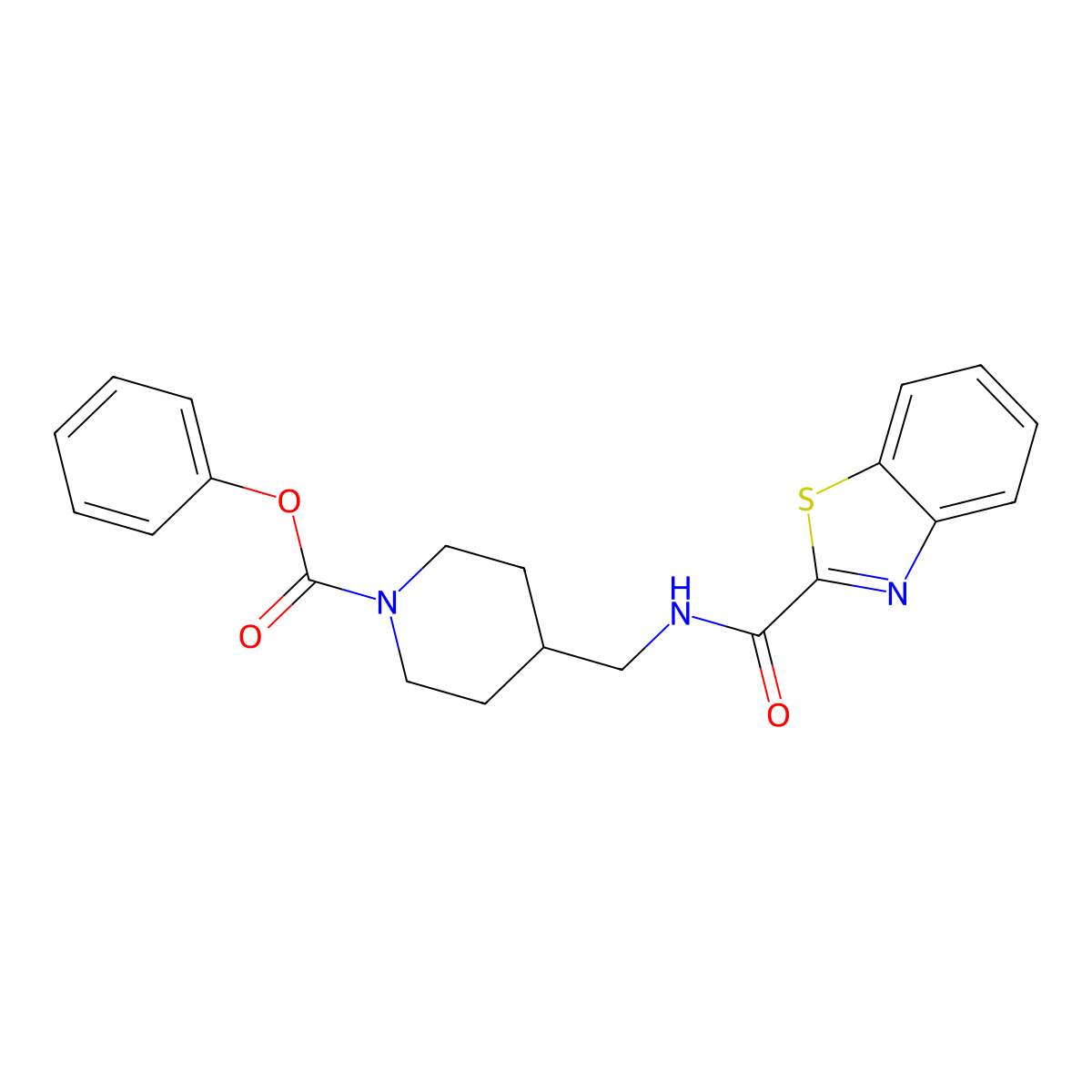 Phenyl 4-((benzo[d]thiazole-2-carboxamido)methyl)piperidine-1-carboxylate molecular structure, CAS 1234945-85-7