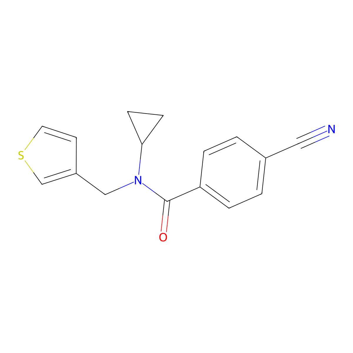 4-cyano-N-cyclopropyl-N-(thiophen-3-ylmethyl)benzamide molecular structure, CAS 1234946-04-3