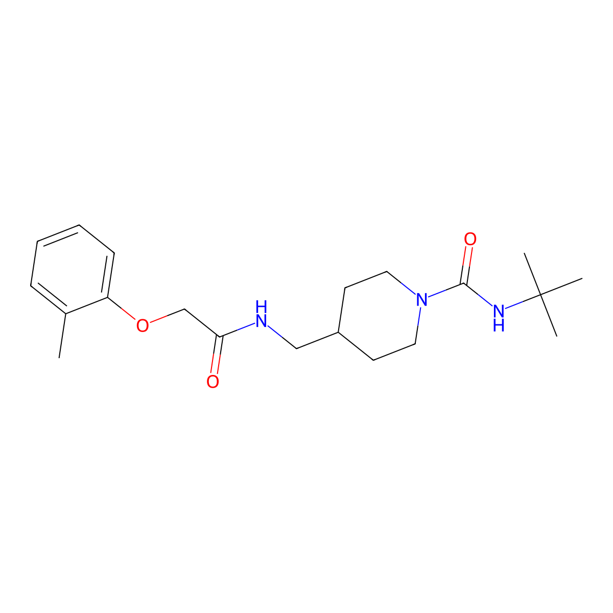 N-(tert-butyl)-4-((2-(o-tolyloxy)acetamido)methyl)piperidine-1-carboxamide molecular structure, CAS 1234946-36-1