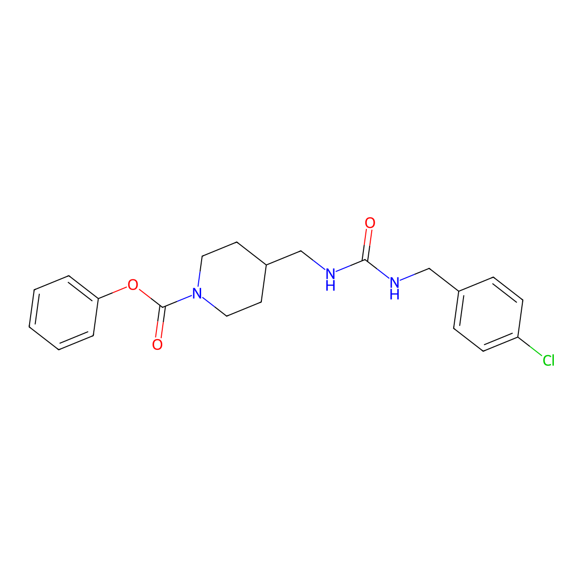 Phenyl 4-((3-(4-chlorobenzyl)ureido)methyl)piperidine-1-carboxylate molecular structure, CAS 1234946-66-7