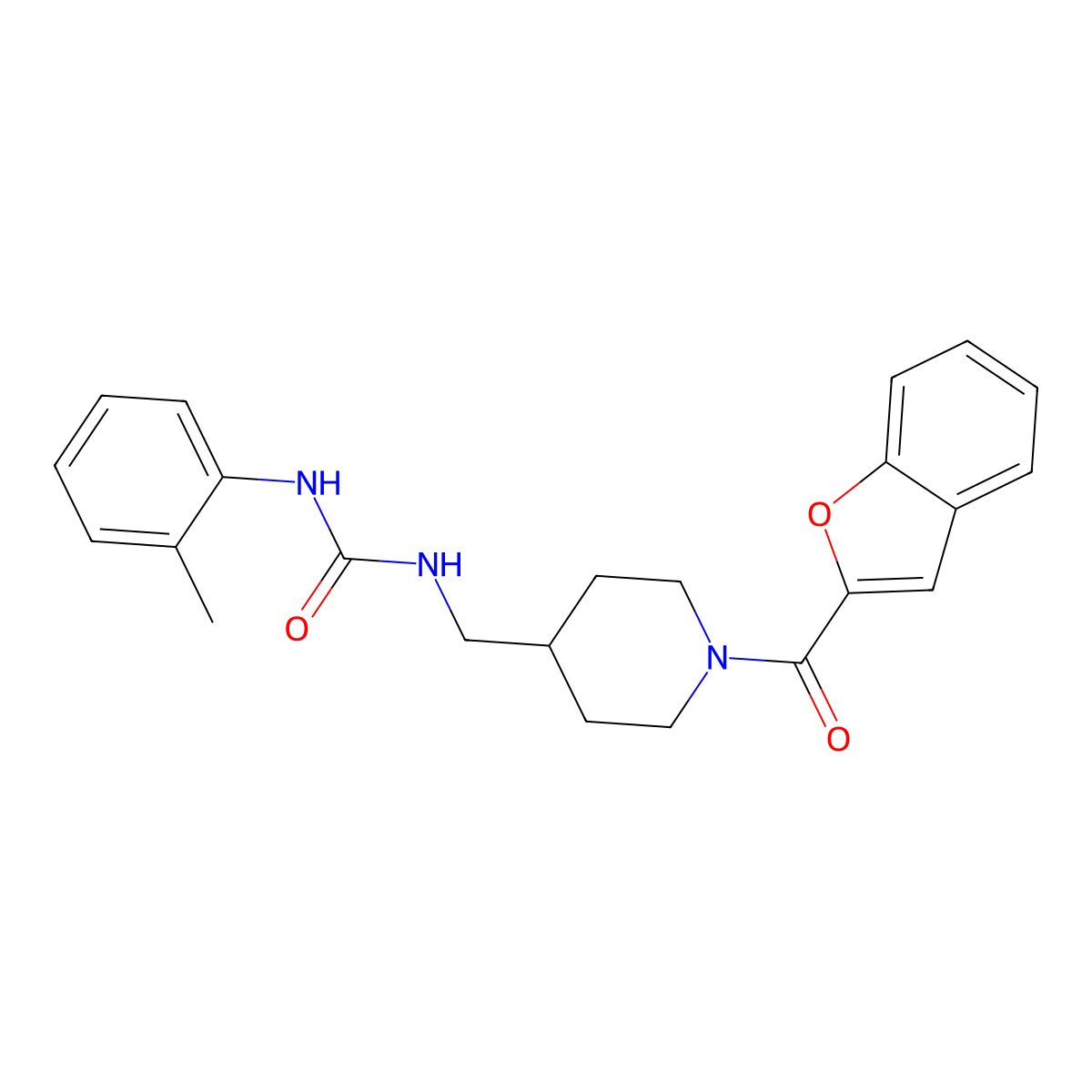 1-((1-(Benzofuran-2-carbonyl)piperidin-4-yl)methyl)-3-(o-tolyl)urea molecular structure, CAS 1234948-63-0