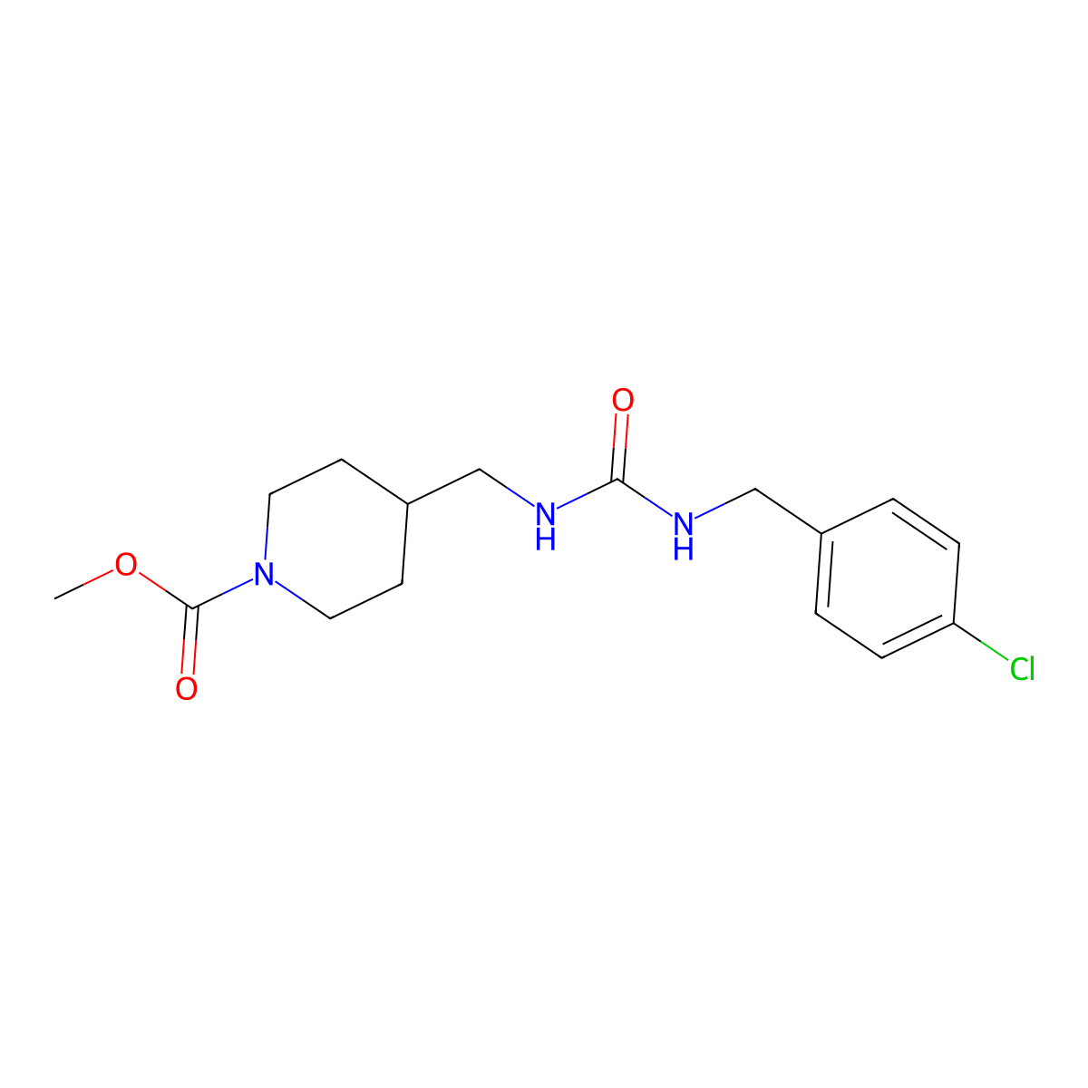Methyl 4-[({[(4-chlorophenyl)methyl]carbamoyl}amino)methyl]piperidine-1-carboxylate molecular structure, CAS 1234949-01-9