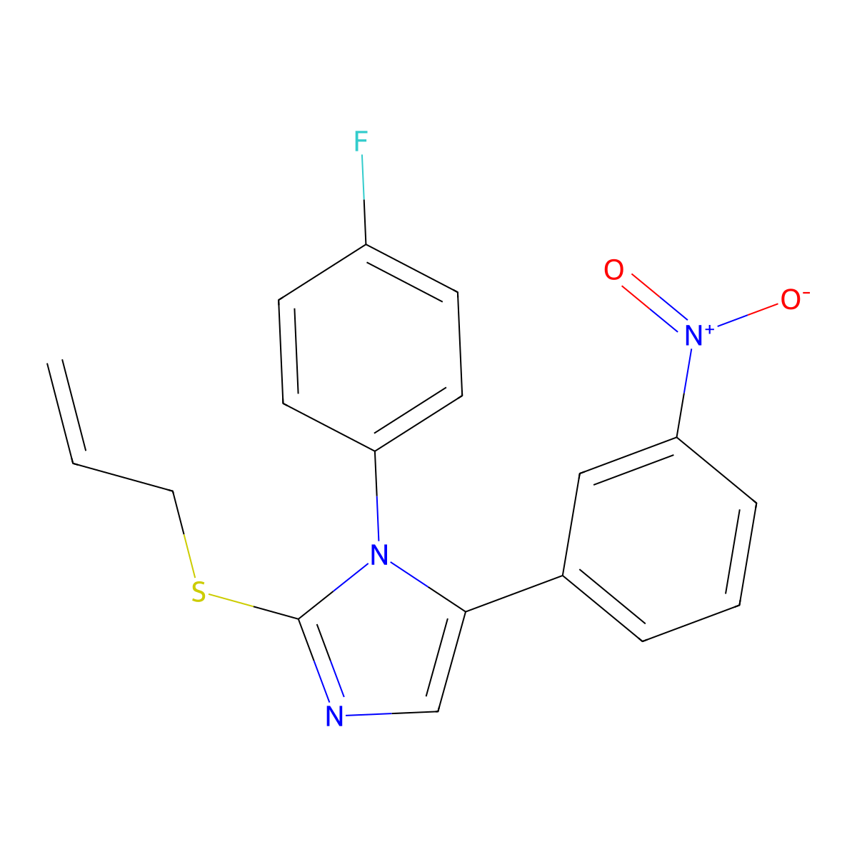 2-(allylthio)-1-(4-fluorophenyl)-5-(3-nitrophenyl)-1H-imidazole molecular structure, CAS 1234949-02-0