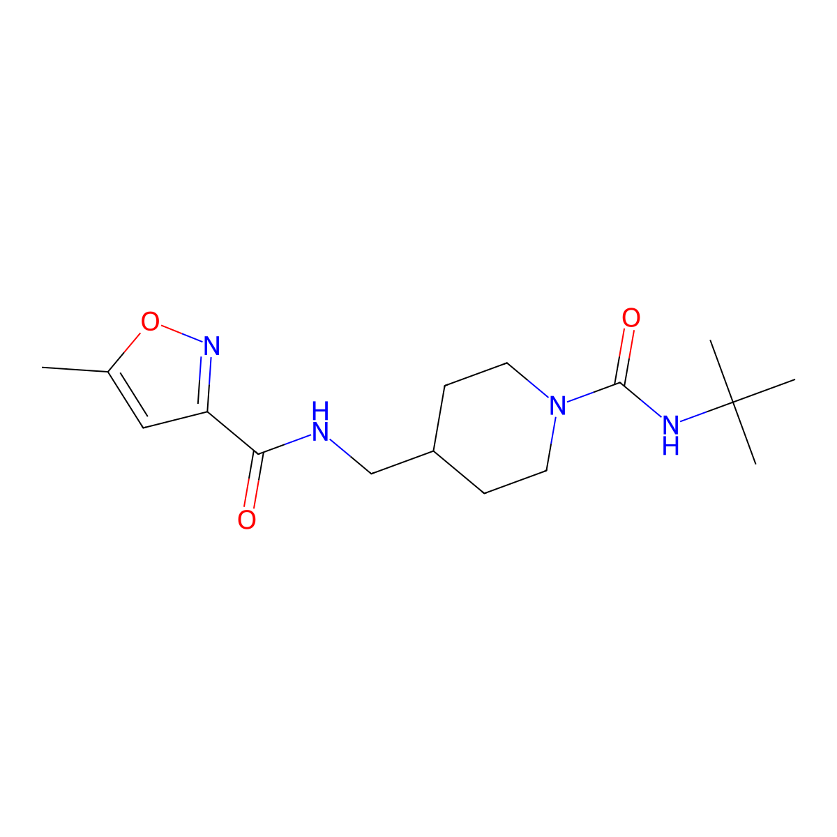 N-((1-(tert-butylcarbamoyl)piperidin-4-yl)methyl)-5-methylisoxazole-3-carboxamide molecular structure, CAS 1234949-09-7