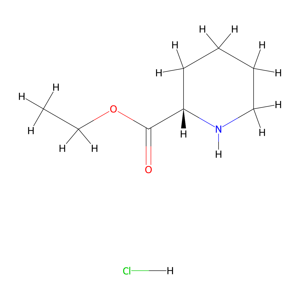 (S)-Ethyl piperidine-2-carboxylate hydrochloride molecular structure, CAS 123495-48-7